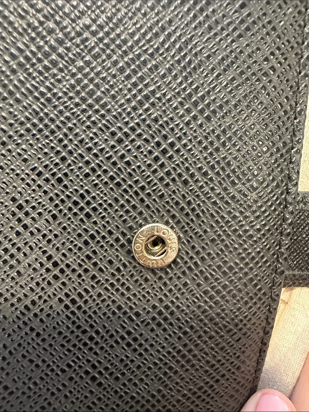 Louis Vuitton Black Textured Leather Tablet Folio with Snap Closure